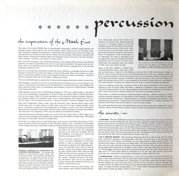 David Carroll & His Orchestra : Percussion Orientale: Musical Sounds Of The Middle East (LP, Album)