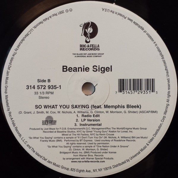 Beanie Sigel : Beanie (Mack B****) (12")