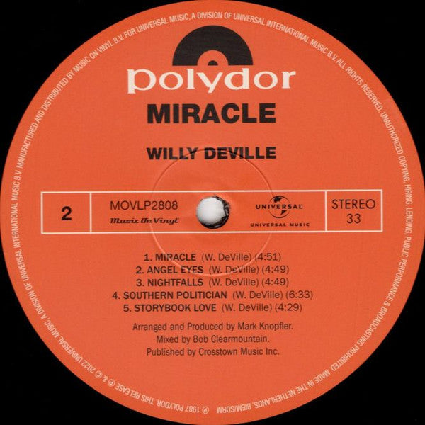 Willy DeVille : Miracle (LP, Album, RE)