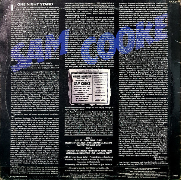 Sam Cooke : Live At The Harlem Square Club 1963 (LP, Album)