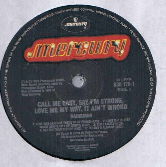 Rainbirds : Call Me Easy Say I'm Strong Love Me My Way It Ain't Wrong (LP, Album)