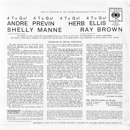 André Previn / Herb Ellis / Shelly Manne / Ray Brown : 4 To Go! (LP, Album)