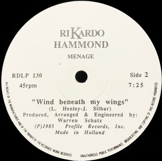 Menage (2) : Memory / Wind Beneath My Wings (12")