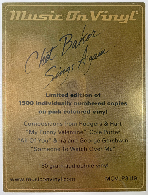 Chet Baker : Sings Again (LP, Album, Ltd, Num, RE, Pin)