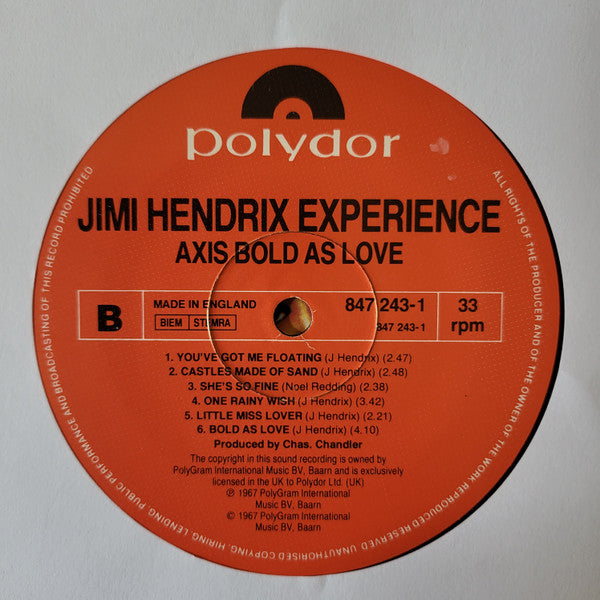 The Jimi Hendrix Experience : Axis: Bold As Love (LP, Album, RE)