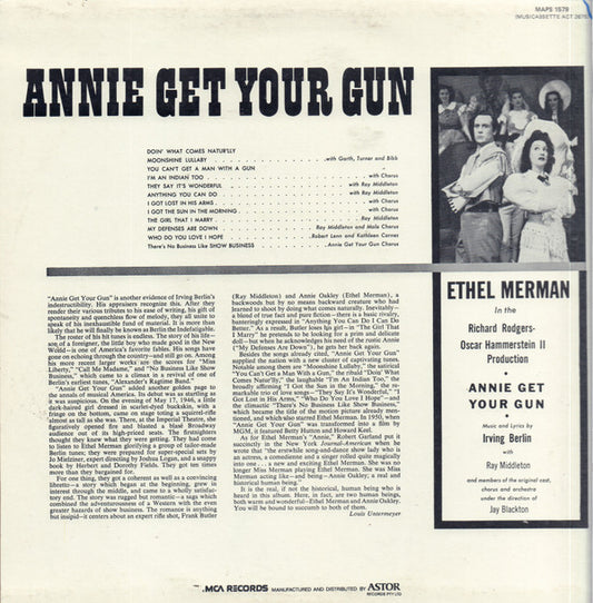 "Annie Get Your Gun" Original Broadway Cast, Ethel Merman With Ray Middleton : Annie Get Your Gun (LP, RE)