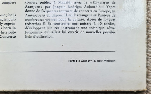 Isaac Albéniz · Enrique Granados · Manuel De Falla · Joaquín Turina – Narciso Yepes : Música Española (LP, RP)