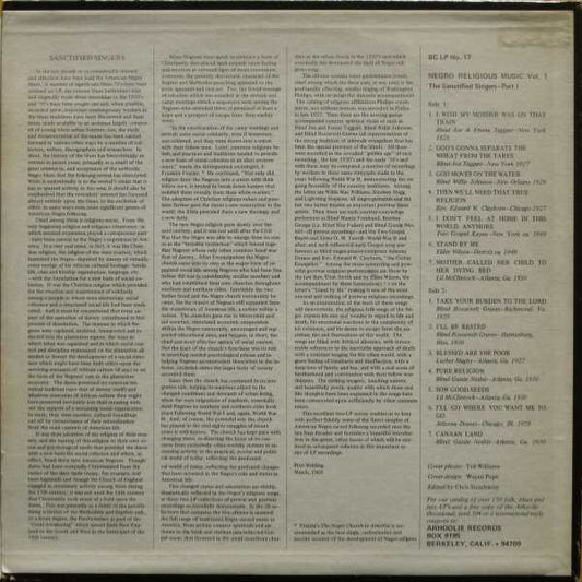Various : Negro Religious Music Vol. 1 - The Sanctified Singers - Part 1 (LP, Comp)