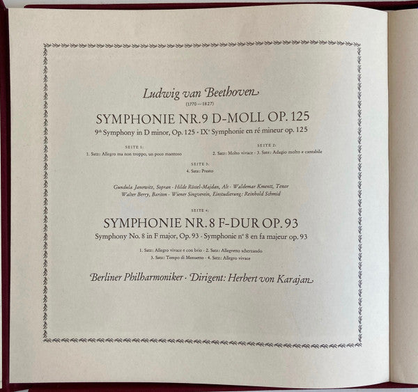 Ludwig van Beethoven, Berliner Philharmoniker, Herbert von Karajan : Symphonien 8 & 9 (2xLP, Album + Box)