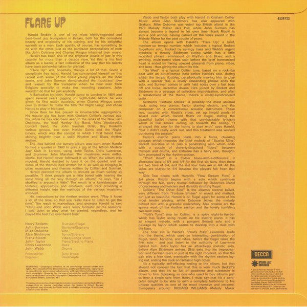 Harry Beckett : Flare Up (LP, Album, RE, RM, 180)
