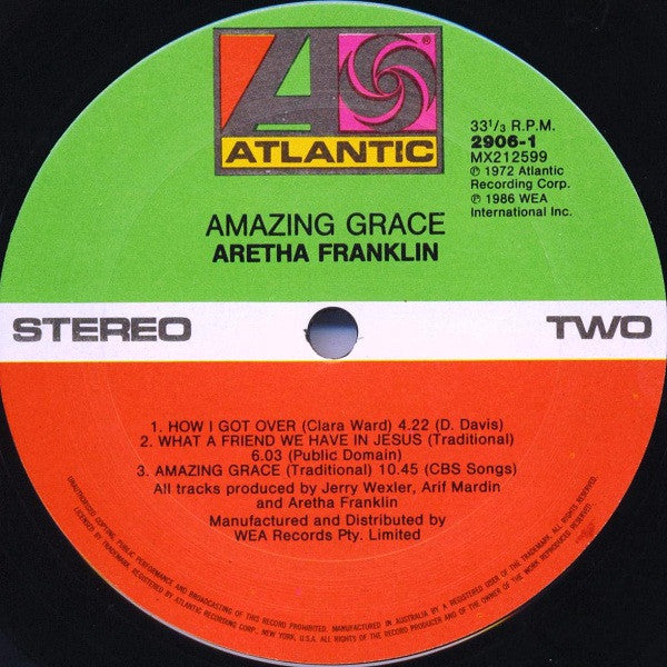 Aretha Franklin With Rev. James Cleveland & The Southern California Community Choir : Amazing Grace (2xLP, Album, RE)