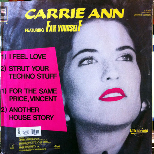 Fax Yourself Featuring Carrie Ann : I Feel Love (12", Maxi, Ltd)