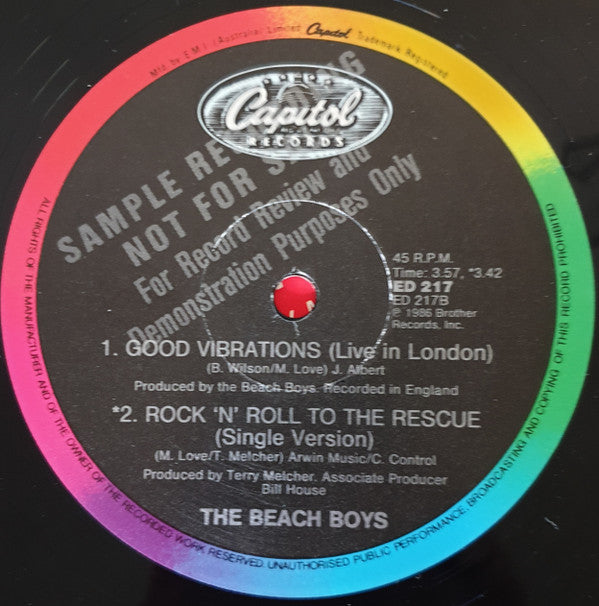 The Beach Boys : Rock 'N' Roll To The Rescue (12", Single, Promo)