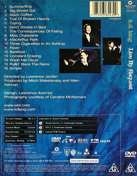k.d. lang : Live By Request (DVD-V, Multichannel, PAL)