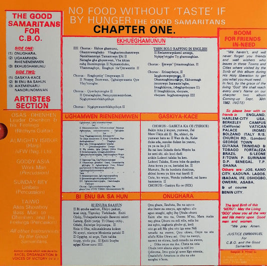The Good Samaritans : No Food Without Taste If By Hunger (LP, Album, Ltd, RE, RM, Ora)