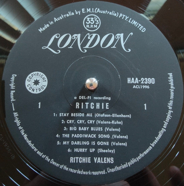 Ritchie Valens : Ritchie (LP, Album, Mono)