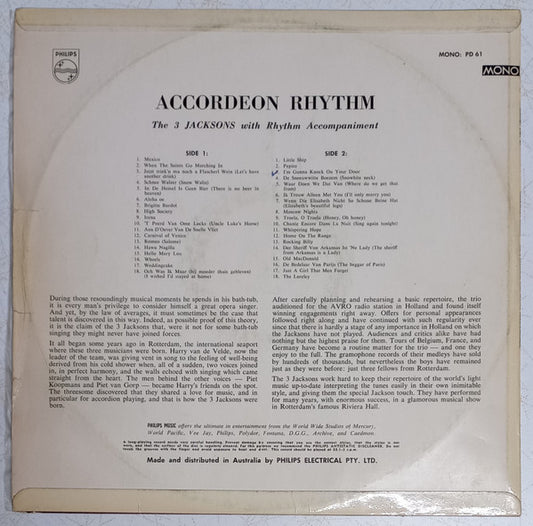 The 3 Jacksons : Accordeon Rhythm (LP, Album, Mono)