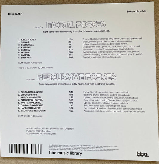 Kirk Degiorgio : Modal Forces / Percussive Forces (LP, Album, Gat)
