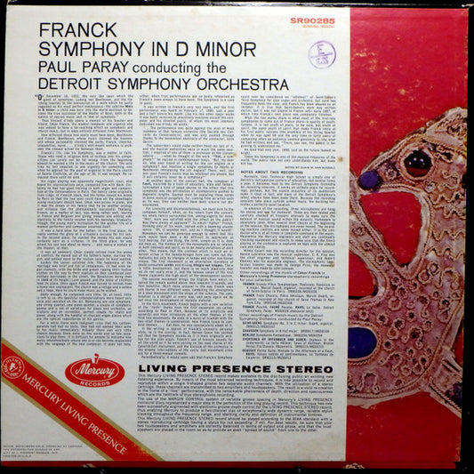 Paul Paray / Detroit Symphony Orchestra / César Franck : Symphony In D Minor (LP, Album, RFR)
