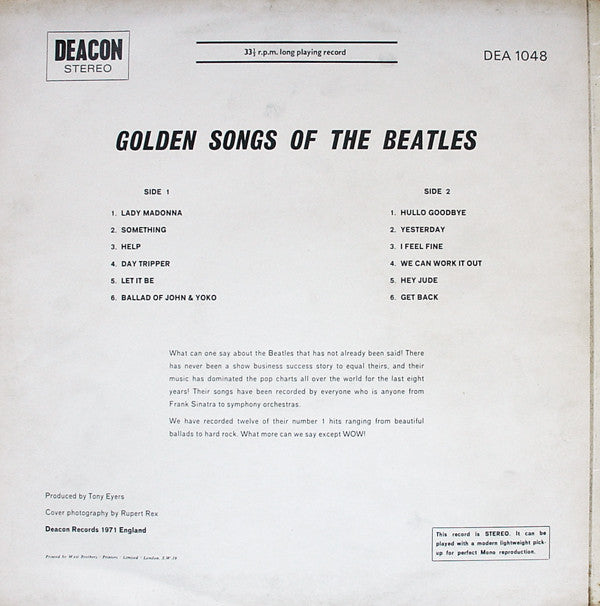Supersession Workshop : Golden Songs Of The Beatles (LP, Album)