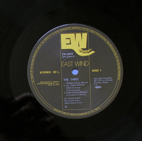 Joe Sample / Ray Brown / Shelly Manne : The Three (LP, Album, RE)