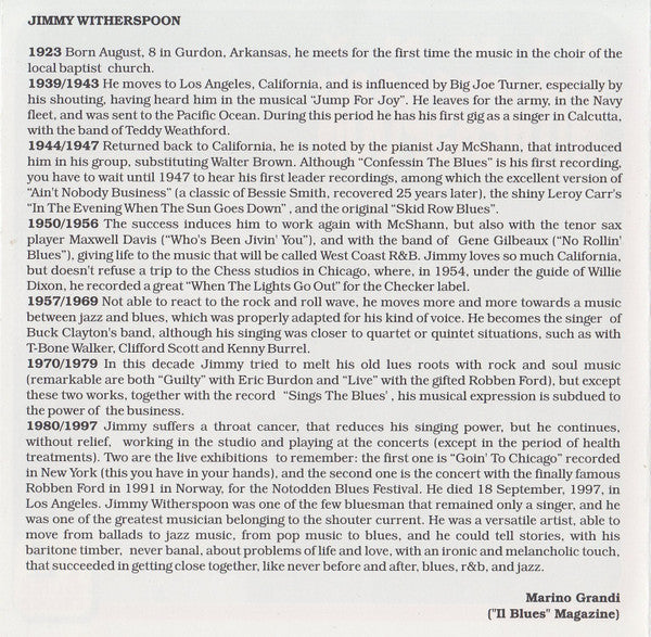 Jimmy Witherspoon : Goin' To Chicago (CD, Album)