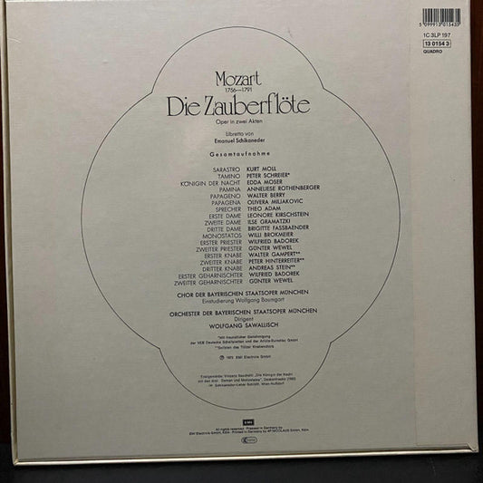 Wolfgang Amadeus Mozart / Anneliese Rothenberger, Edda Moser, Peter Schreier, Walter Berry, Kurt Moll, Theo Adam / Chor der Bayerischen Staatsoper Und Bayerisches Staatsorchester, Wolfgang Sawallisch : Die Zauberflöte (3xLP, Quad, RE + Box)