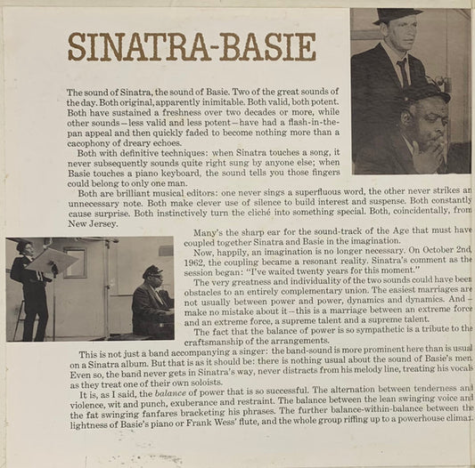 Frank Sinatra - Count Basie : Sinatra - Basie: An Historic Musical First (LP, Album, RE)