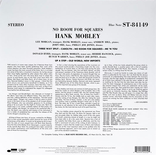 Hank Mobley : No Room For Squares (LP, Album, RE, 180)