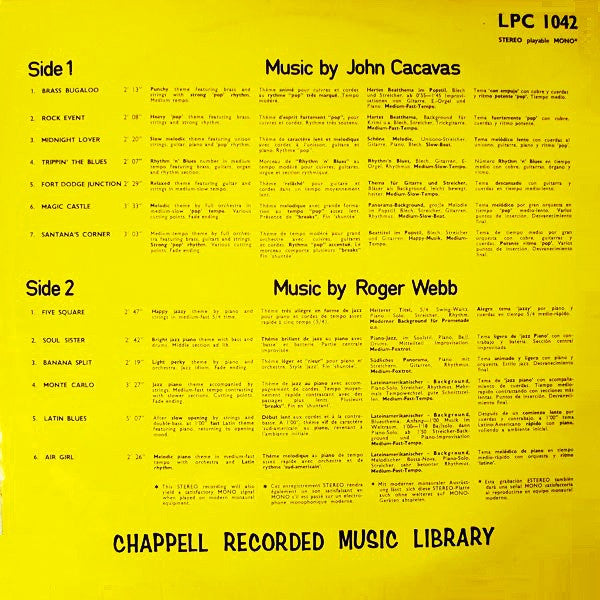 John Cacavas And His Orchestra / Paul Dupont & His Orchestra : Music By John Cacavas / Music By Roger Webb (LP)