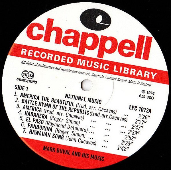 Mark Duval And His Music : National Music (LP)