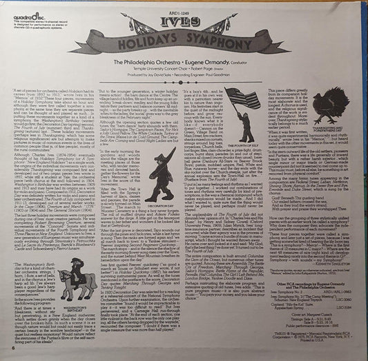 Ives* - Eugene Ormandy, The Philadelphia Orchestra : Holidays Symphony (LP, Album, Quad, CD4)