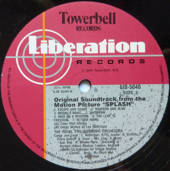 Lee Holdridge, Royal Philharmonic Orchestra : Splash (Original Soundtrack From The Motion Picture) (LP, Album)