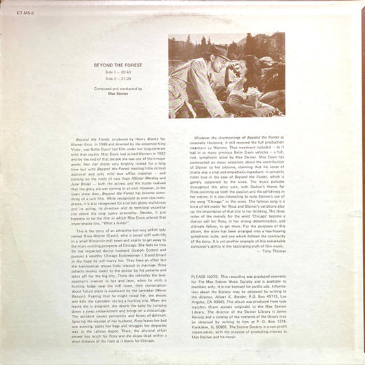Max Steiner : Beyond The Forest (The Classic Film Score) (LP, Album, Pal)