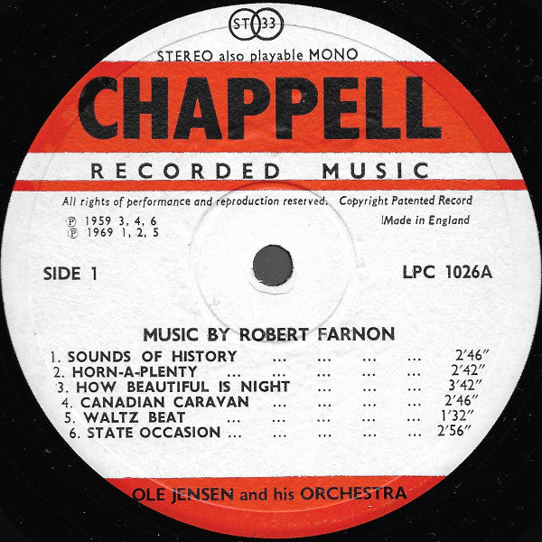 Ole Jensen And His Orchestra : Chappell Recorded Music (LP, Album)
