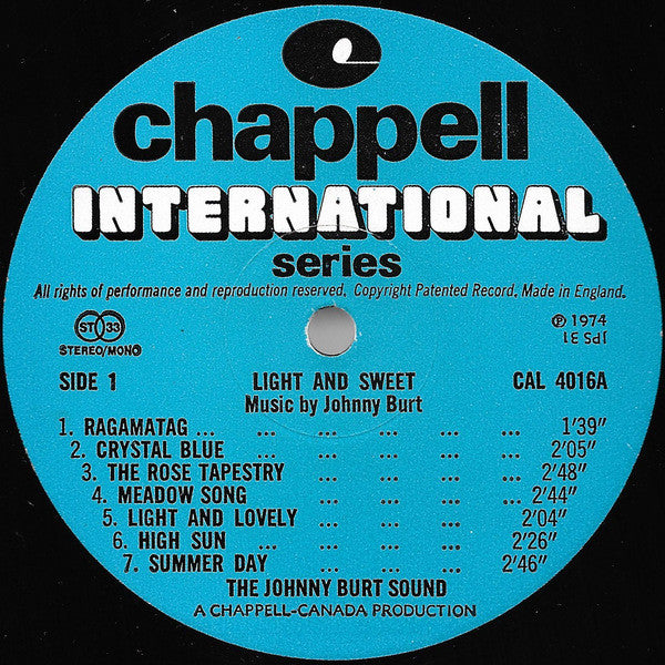 The Johnny Burt Sound : Light And Sweet (LP)
