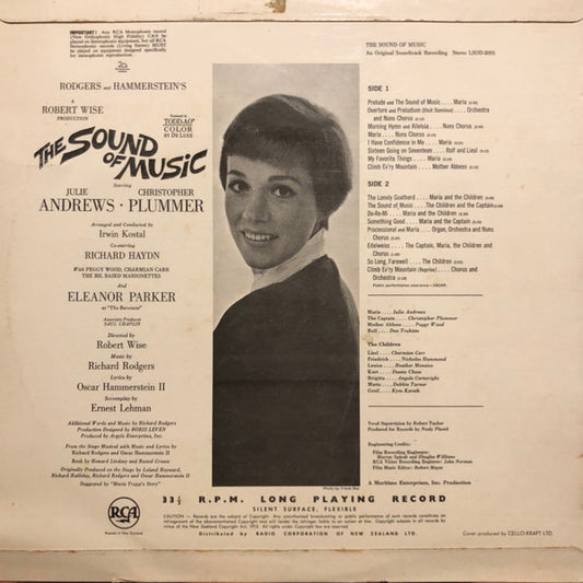 Rodgers & Hammerstein / Julie Andrews, Christopher Plummer, Irwin Kostal : The Sound Of Music (An Original Soundtrack Recording) (LP, Album)