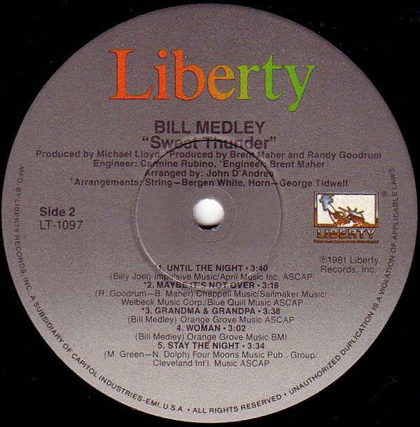Bill Medley : Sweet Thunder (LP, Album)