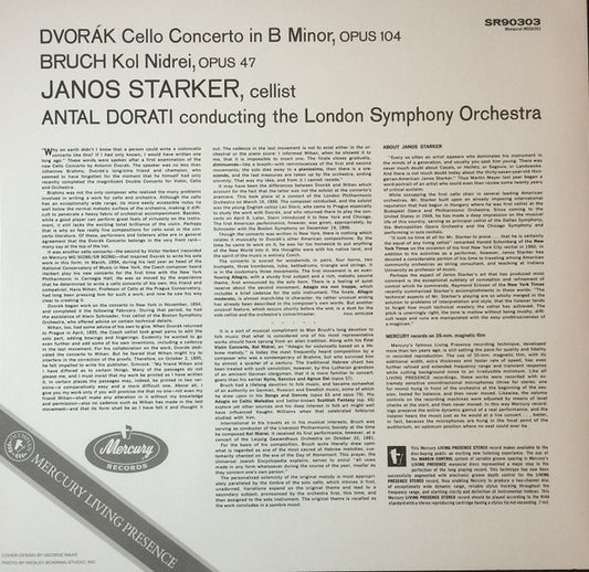 Antonín Dvořák / Max Bruch, Janos Starker, Antal Dorati, London Symphony Orchestra : Violoncello Concerto / Kol Nidrei (LP, Comp, RE, RM, 180)