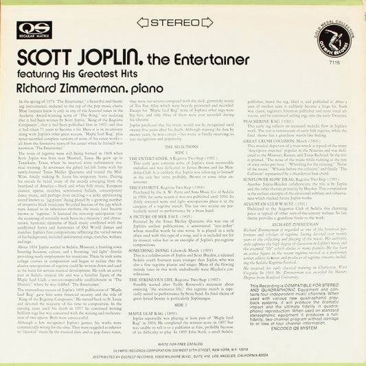 Richard Zimmerman : Scott Joplin. The Entertainer Featuring His Greatest Hits (LP)