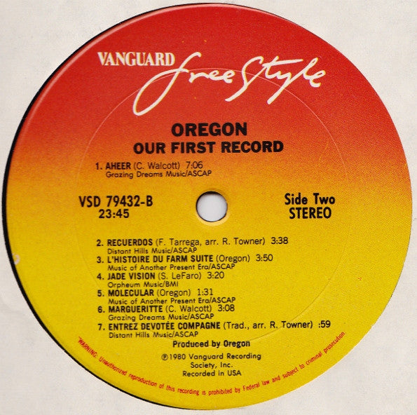 Oregon : Our First Record (LP, Album)