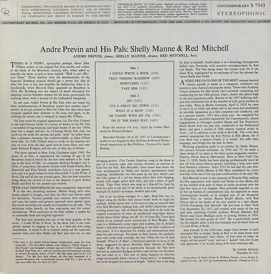 André Previn & His Pals : Modern Jazz Performances Of Songs From Pal Joey (LP, Album, RE)