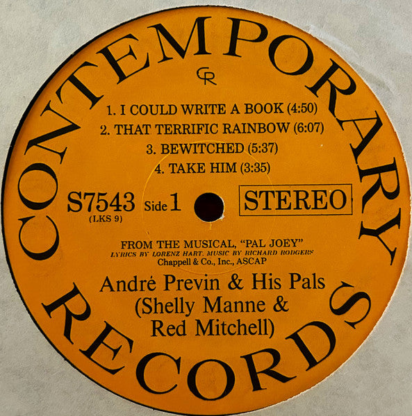 André Previn & His Pals : Modern Jazz Performances Of Songs From Pal Joey (LP, Album, RE)