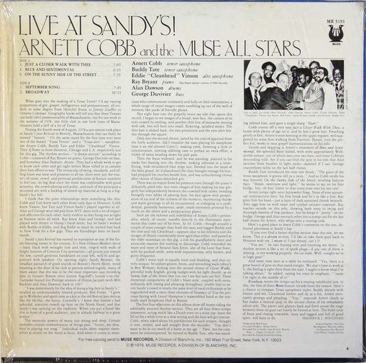 Arnett Cobb And The Muse All Stars : Live At Sandy's! (LP)