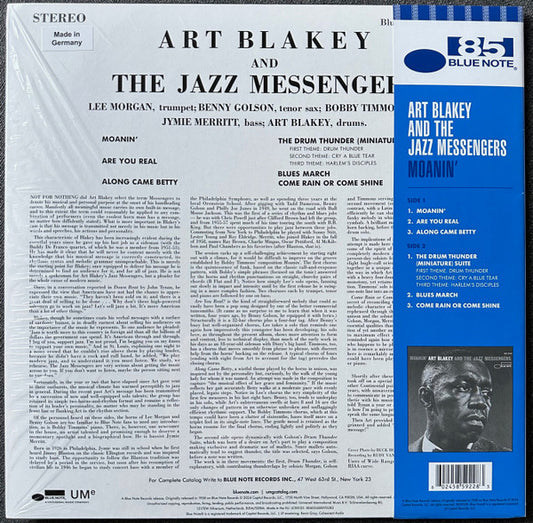 Art Blakey & The Jazz Messengers : Moanin' (LP, Album, Ltd, RE, Blu)