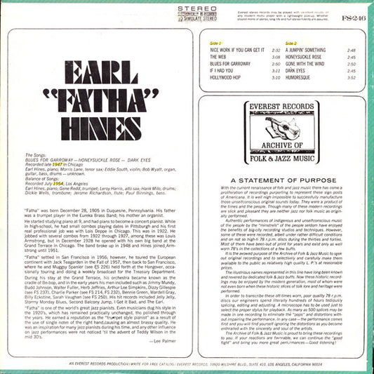 Earl Hines : Earl "Fatha" Hines (LP, Album)