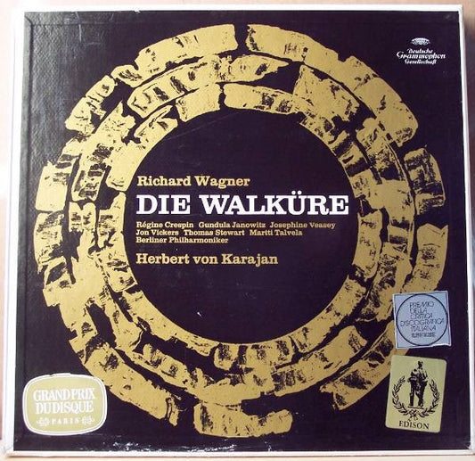 Richard Wagner - Régine Crespin, Gundula Janowitz, Josephine Veasey, Jon Vickers, Thomas Stewart (2), Martti Talvela, Berliner Philharmoniker, Herbert Von Karajan : Die Walküre (5xLP, Album + Box)