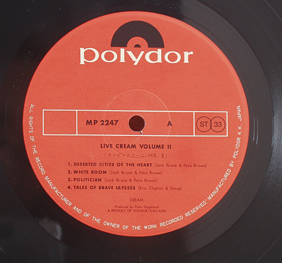 Cream (2) : Live Cream Volume II (LP, Album)