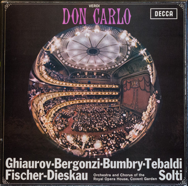 Giuseppe Verdi, Nicolai Ghiaurov · Carlo Bergonzi · Grace Bumbry · Renata Tebaldi · Dietrich Fischer-Dieskau, Chorus Of The Royal Opera House, Covent Garden & Orchestra Of The Royal Opera House, Covent Garden, Georg Solti : Don Carlo (4xLP, Album, RE + Box)