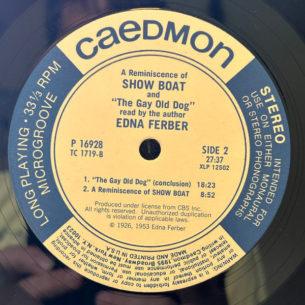 Edna Ferber : The Gay Old Dog / An Incident From "Show Boat" (LP, Album, RE)